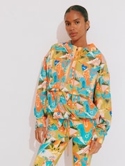 Never Fully Dressed Bright Hope Orange Print Windbreaker Jacket - Image 1 of 5