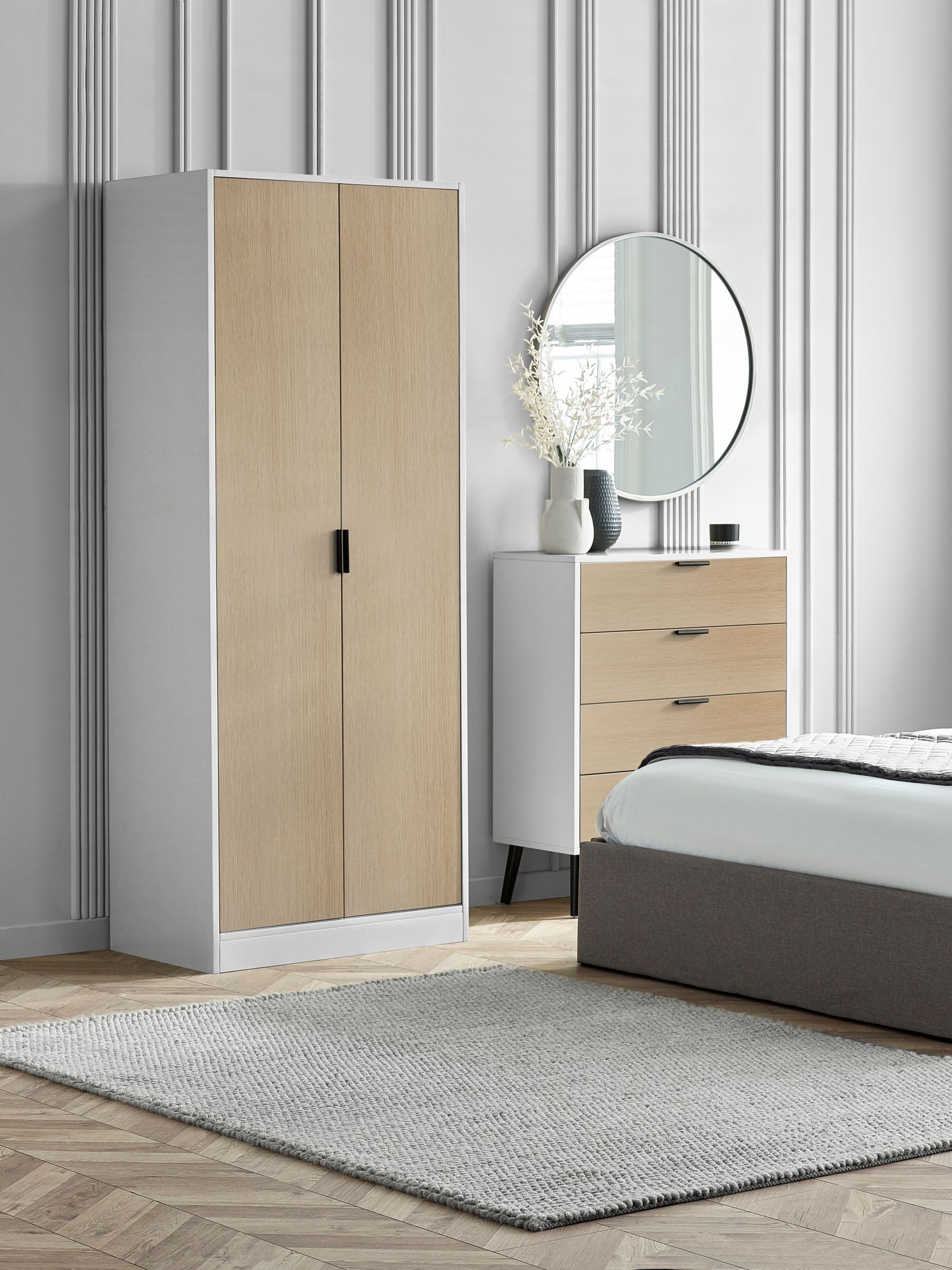 Julian Bowen Alba 2 Door Wardrobe - Soft Close - White/Oak - Image 6