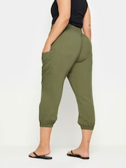 Yours Curve Green Pocket Button Cropped Trousers - Image 2 of 5
