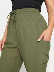 Yours Curve Green Pocket Button Cropped Trousers - Image 4 of 5