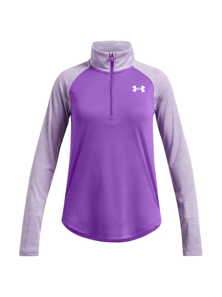 Under Armour Purple Tech Graphic 1/2 Zip Sweatshirt - Image 1 of 4