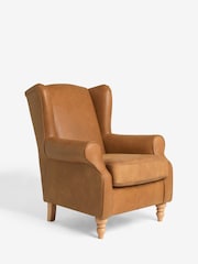 Antique Leather Light Tan Sherlock Highback Armchair - Image 6 of 10