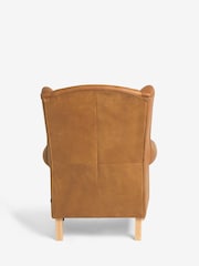 Antique Leather Light Tan Sherlock Highback Armchair - Image 7 of 10