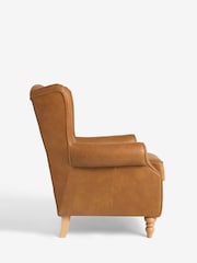Antique Leather Light Tan Sherlock Highback Armchair - Image 8 of 10