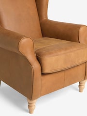 Antique Leather Light Tan Sherlock Highback Armchair - Image 9 of 10