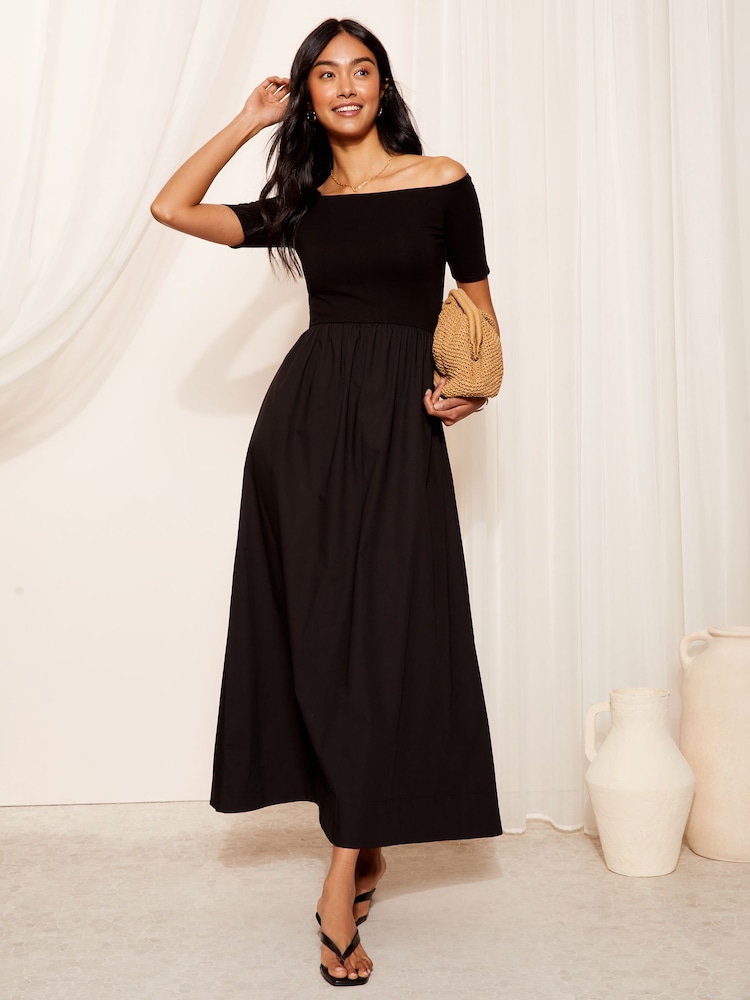 Friends Like These 2in1 Jersey Woven Mixed Bardot Midaxi Dress - Изображение 1 из 4