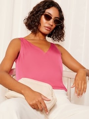 Friends Like These Hot Pink V Neck Shell Top - Image 3 of 4