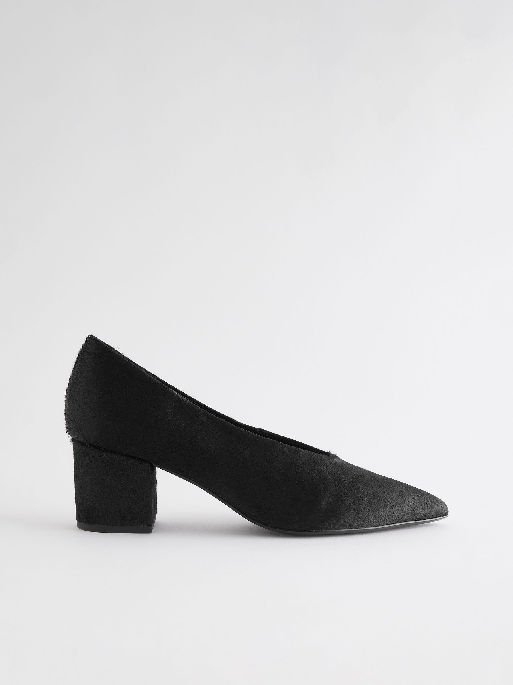 NEXT Black Forever Comfort Leather Point Toe Low Block Heels uk3eu355 Womens