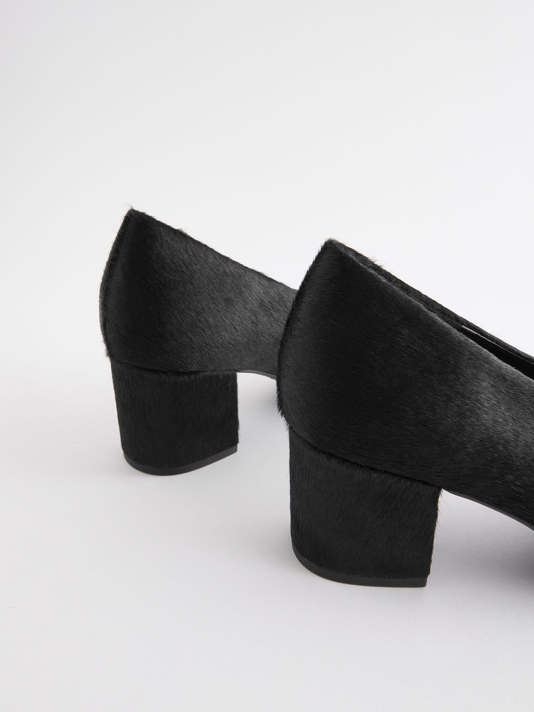 NEXT Black Forever Comfort Leather Point Toe Low Block Heels uk3eu355 Womens