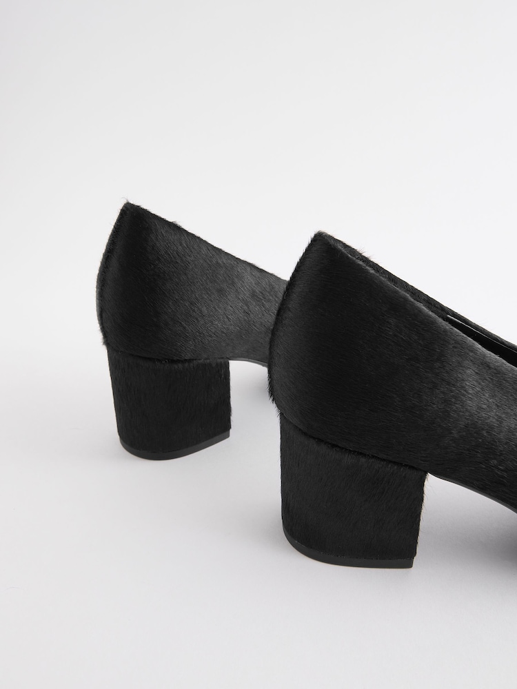 Black Forever Comfort® Leather Point Toe Low Block Heels - Image 3 of 4