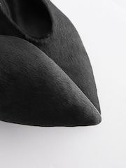 Black Forever Comfort® Leather Point Toe Low Block Heels - Image 4 of 4
