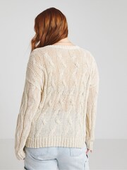 Simply Be Natural Tape Yarn Open Cable Jumper - Image 2 of 5