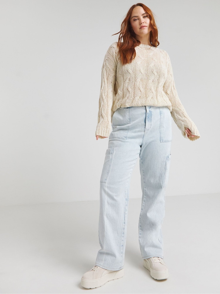 Simply Be Natural Tape Yarn Open Cable Jumper - Image 3 of 5