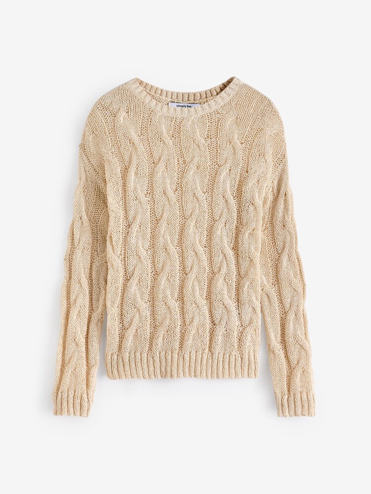 Simply Be Natural Tape Yarn Open Cable Jumper - Image 5 of 5