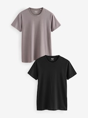 Black/Neutral Slim Fit 100% Cotton Layering T-Shirts 2 Pack - Image 1 of 10