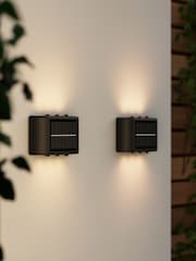 SolarCentre Set of 2 Black Mini Trio Up and Down Outdoor Solar Wall Lights - Image 1 of 1