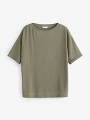 Olive Green Relaxed Fit Premium Modal Boxy T-Shirt - Image 5 of 7