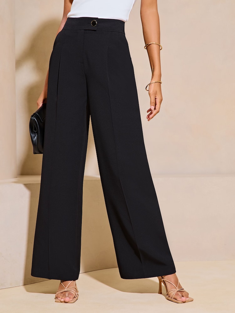 Lipsy Black Relaxed Wide Leg Tailored Trousers - Image 1 of 4