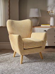 Mini Stripe Geo Ochre Yellow Wilson II Highback Armchair - Image 1 of 10