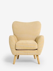 Mini Stripe Geo Ochre Yellow Wilson II Highback Armchair - Image 3 of 10