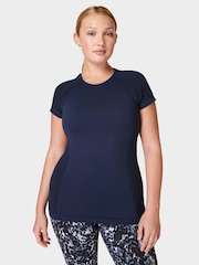 Sweaty Betty Navy Blue Athlete Seamless Workout T-Shirt - Image 1 of 6