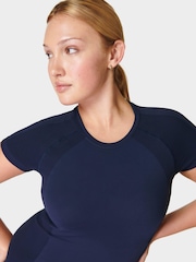 Sweaty Betty Navy Blue Athlete Seamless Workout T-Shirt - Image 5 of 6