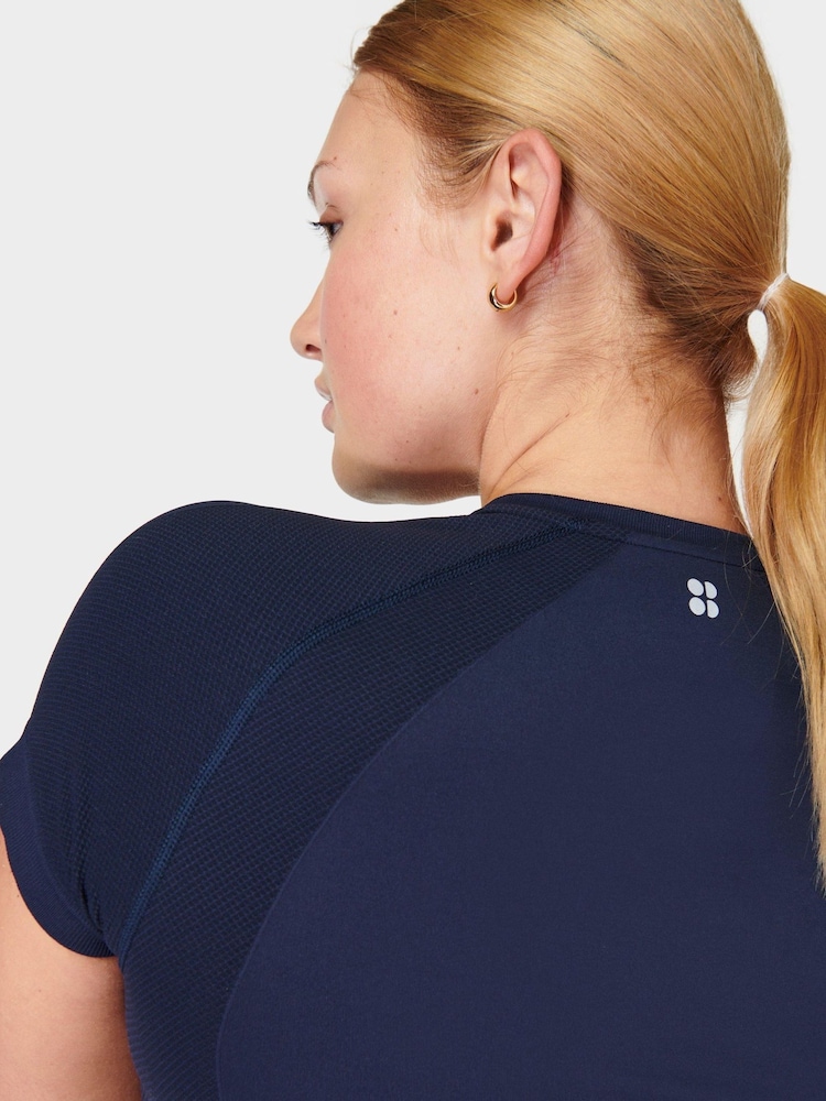 Sweaty Betty Navy Blue Athlete Seamless Workout T-Shirt - Image 6 of 6