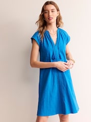 Boden Blue Millie Pom 100% Cotton Dress - Image 1 of 6