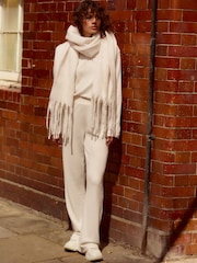 Cream Cosy Ribbed Jersey Trousers - Image 1 of 7