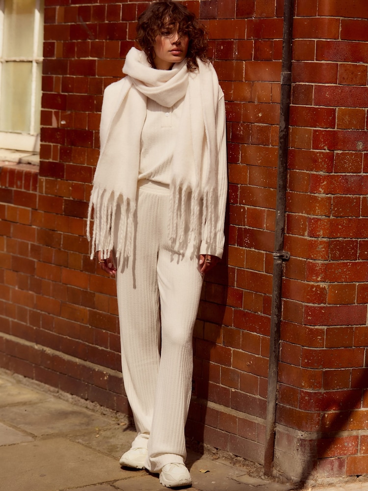 Cream Cosy Ribbed Jersey Trousers - Image 1 of 7