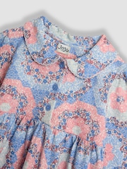 JoJo Maman Bébé Pink Patchwork Floral Peter Pan Dress - Image 3 of 3