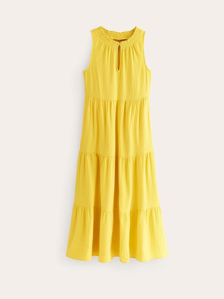 Boden Yellow Double Cloth Maxi Tiered Dress - Image 5 of 5 Boden Yellow Double Cloth Maxi Tiered Dress - Image 5 of 5