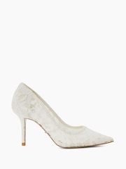 Dune London Cream Adoring Bridal Lace Courts - Image 3 of 6