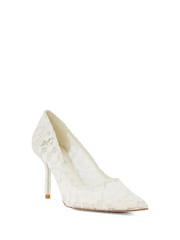 Dune London Cream Adoring Bridal Lace Courts - Image 4 of 6