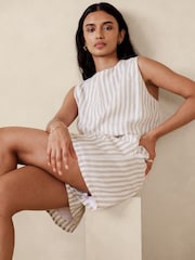 Banana Republic White Pinnacles Linen Playsuit - Image 1 of 1