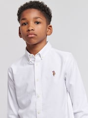 U.S. Polo Assn. White Peached Boys Oxford 100% Cotton Shirt - Image 2 of 7