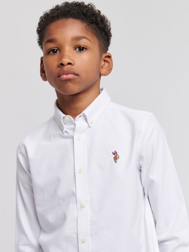 U.S. Polo Assn. White Peached Boys Oxford 100% Cotton Shirt - Image 2 of 7