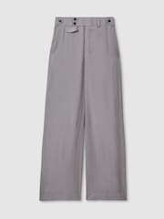 Reiss Grey Sofia Wide Leg Waistband Detail Trousers - Image 2 of 6