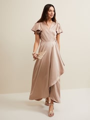 Phase Eight Brown Satin Arabella Maxi Dress - Image 1 of 6