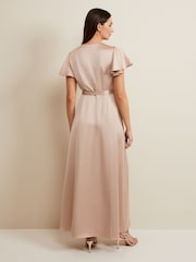 Phase Eight Brown Satin Arabella Maxi Dress - Image 2 of 6