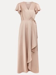 Phase Eight Brown Satin Arabella Maxi Dress - Image 6 of 6