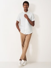 Белый - Crew Clothing Short Sleeve 100% Linen Classic Shirt - Изображение 1 из 4
