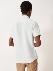 Белый - Crew Clothing Short Sleeve 100% Linen Classic Shirt - Изображение 2 из 4