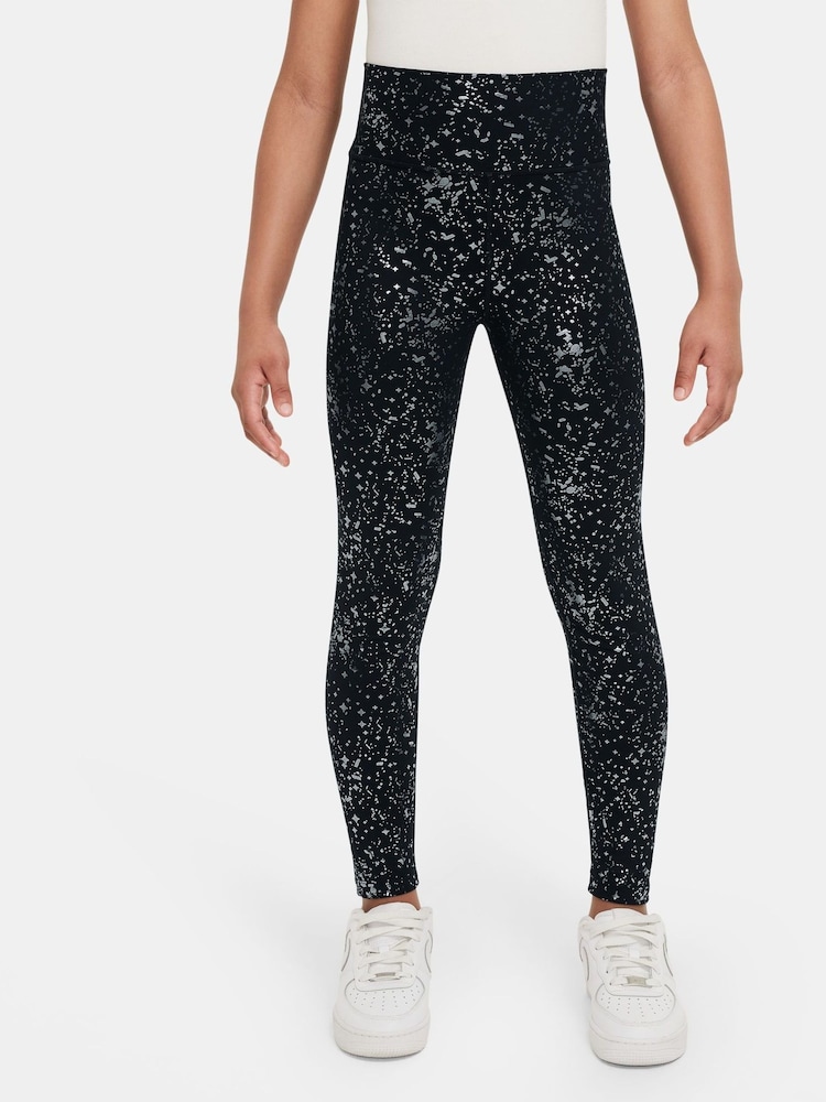 Nike Black One Dri-FIT Shine Leggings - Image 1 of 3