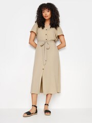 M&Co Natural Button Thru Angel Sleeve Dress - Image 1 of 5
