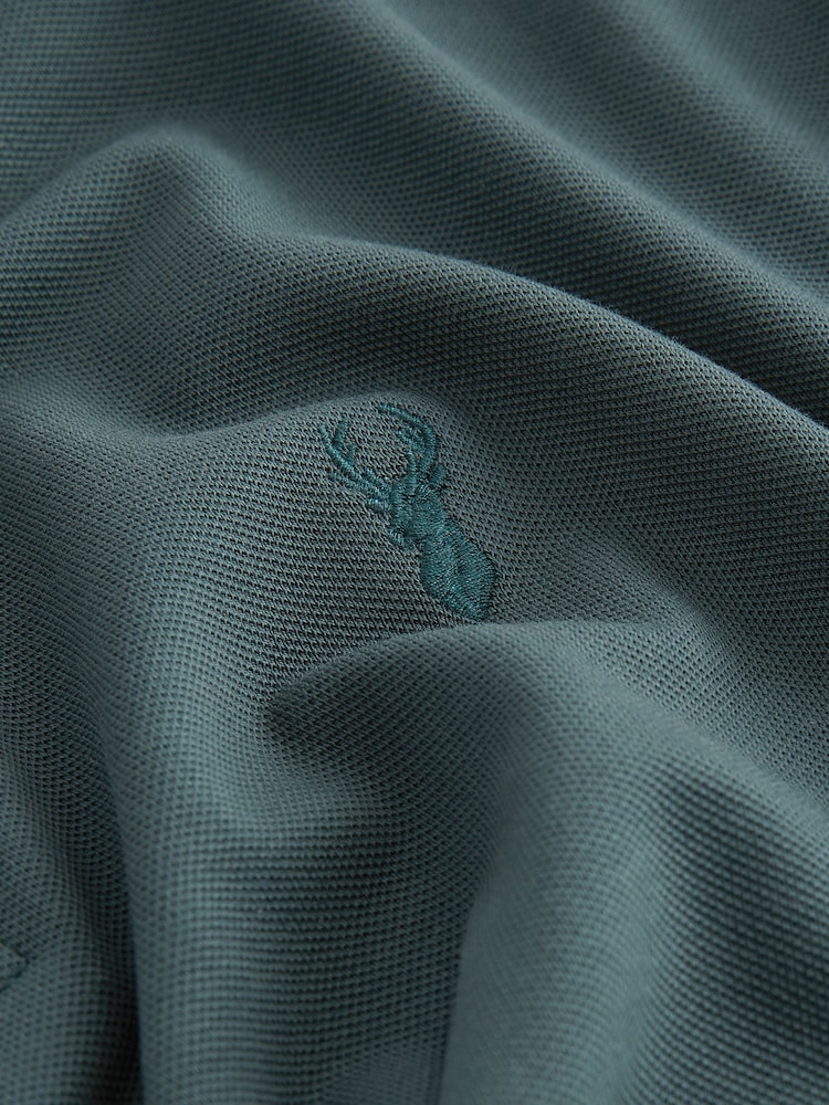 Green Emerald Regular Fit Short Sleeve Pique Polo Shirt - Image 8 of 8