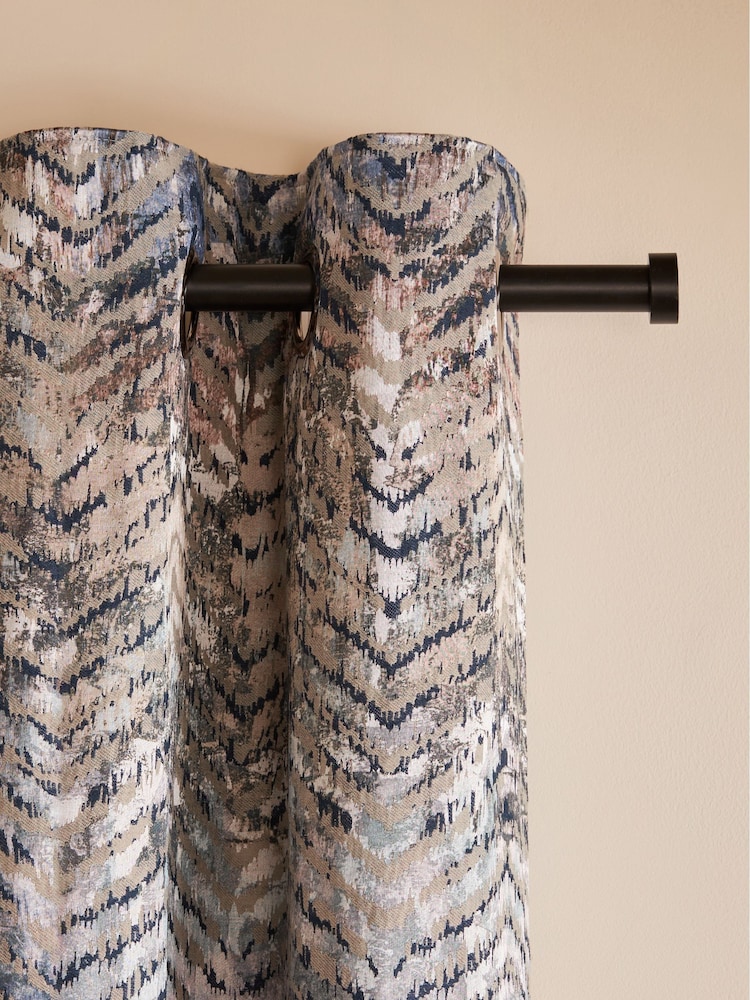 Cortinas forradas con ojales de jacquard abstracto - Imagen 1 de 4