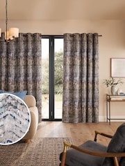 Cortinas forradas con ojales de jacquard abstracto - Imagen 2 de 4