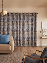 Cortinas forradas con ojales de jacquard abstracto - Imagen 3 de 4