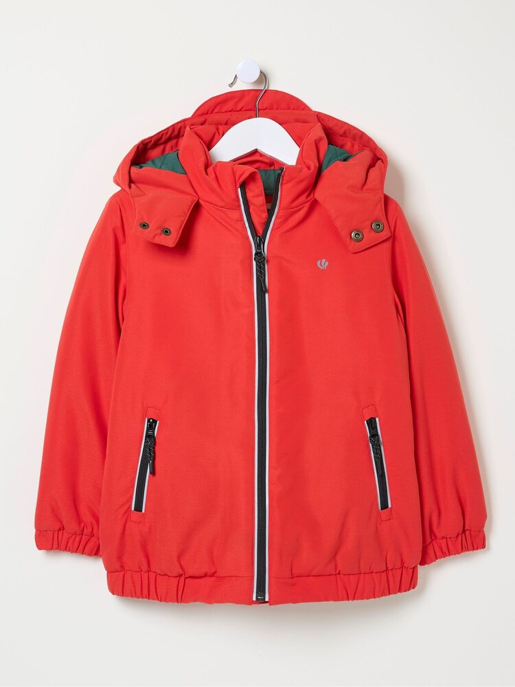 FatFace Archie Red Hooded Padded Jacket - Image 1 of 2